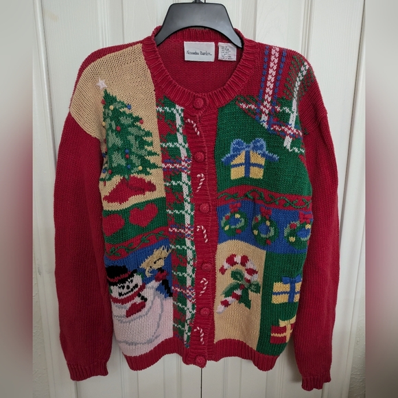 Vintage Christmas Sweater Holiday Knit Cardigan - Picture 1 of 10
